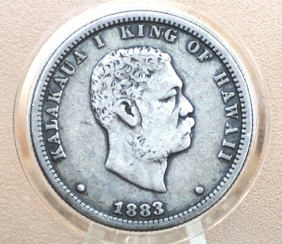 1883 Kingdom Of Hawaii Silver Quarter - VF (Very Fine) - Hawaii Hapaha 1883 Silver 25 Cent 1883 Hawaii - Rarer Coin