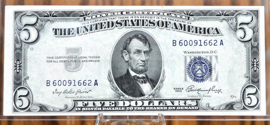 1953 Blue Seal 5 Dollar Bill / 1953 Five Dollar Silver Certificate - Choose by Grade / Condition - 1953 Silver Certificate