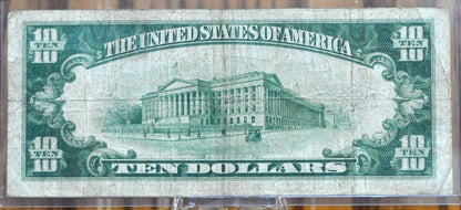 1934 10 Dollar Star Note Silver Certificate Star Note Fr#1701* - F+ Grade / Condition - 1934 Ten Dollar Star Note 1934 Fr1701*