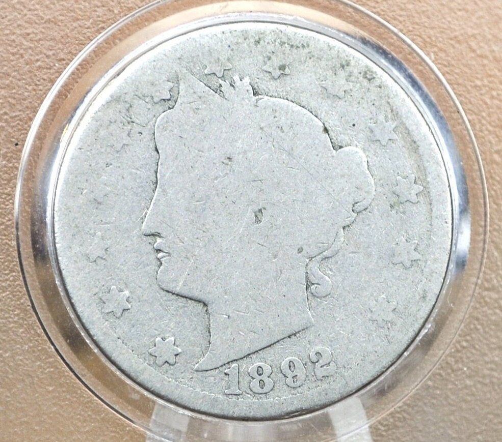 1892 V Nickel - AG (About Good) Grade - 1892 Liberty Head Nickel - Better Date - Nickel Collection