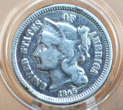 1866 Three Cent "Nickel" Us Coin - Civil War Era - Great Condition - Choose by Grade / Condition - Us 3 Cent Coins