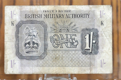 1943 British Military Authority 1 Shilling Banknote - WWII Military Issued Note - 1943 One Shilling British Military Note - Pick #M2