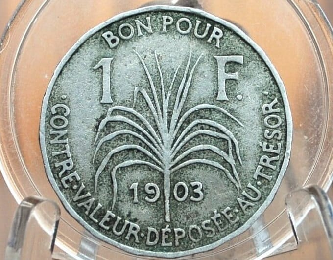 RARE 1903 1 Franc, Guadeloupe - Great Condition - Low Mintage - French Dependency -