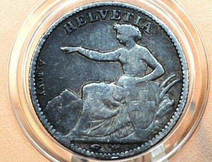 Rarer Silver 1850 Switzerland 1/2 Franc - F/VF - Helvetica Seated Half Franc -