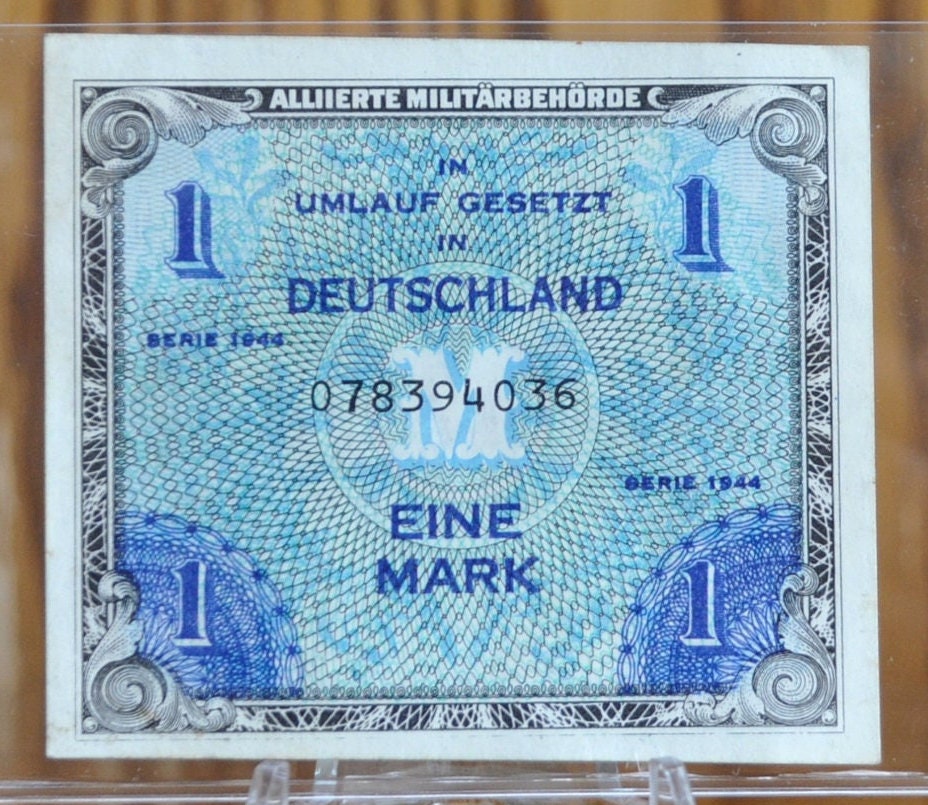 1944 Germany 1 Mark Paper Note - Allied Military WWII Issue - 1944 German One Mark Eine Mark Allied Military Banknote 1944 - P#192a