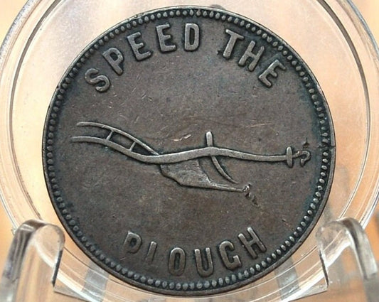 1860 Canadian 1/2 Penny Speed the Plough Coin - Hook Reverse Variation, PE-5B2 - Prince Edward Island Coin -