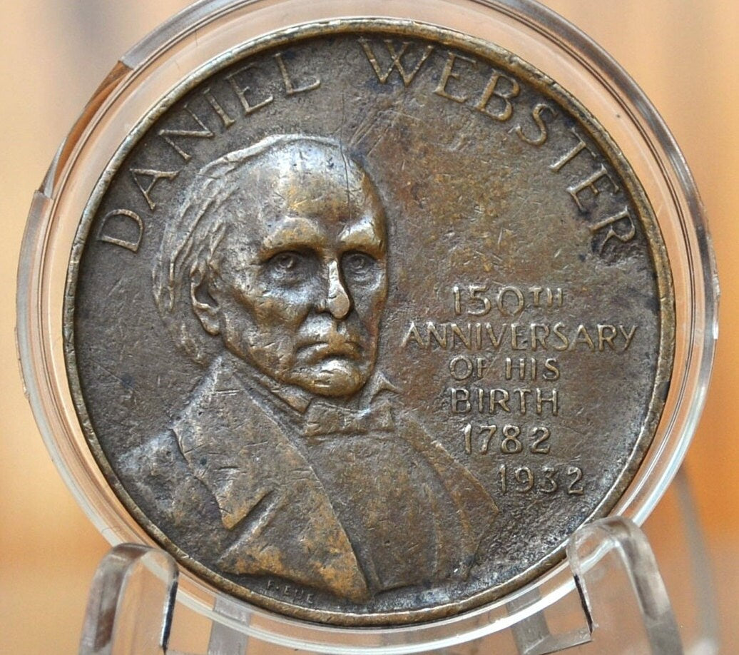 Daniel Webster / Franklin NH Commemorative Tokens - Franklin New Hampshire Town Medal - Daniel Webster 150th Anniversary Medal - Bronze