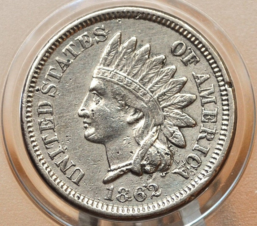 1862 Indian Head Penny - XF Detail, Cleaned - Good Date, Great Detail at a Lower Price - Indian Head Cent 1862 - Civil War Era Cent