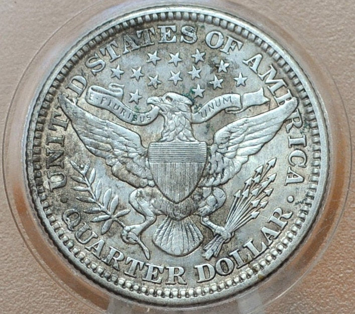 1914 Barber Silver Quarter - AU Details, Cleaned - Stunning Amount of Detail at an Affordable Price -1914 Quarter 1914 Silver Quarter