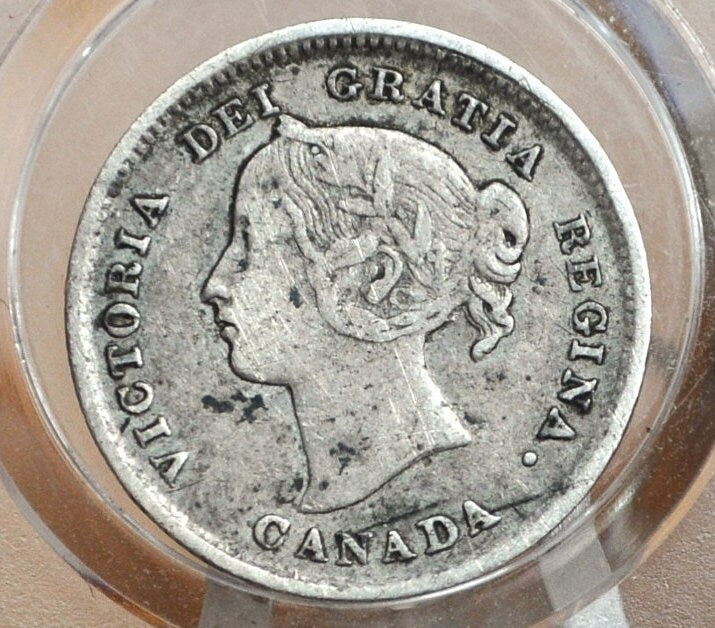 1894 Canadian Silver 5 Cent Coin - VF (Very Fine) - Queen Victoria - Canada 5 Cent Sterling Silver 1894 Canada, Rarer Date, Low Mintage