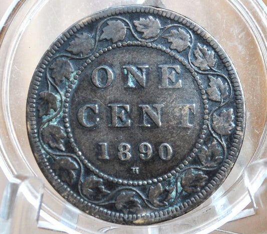 1890 Canadian Cent - Better Date, F-VF Grade / Condition - Queen Victoria - One Cent Canada 1890 Large Cent - Canada 1890 One Cent