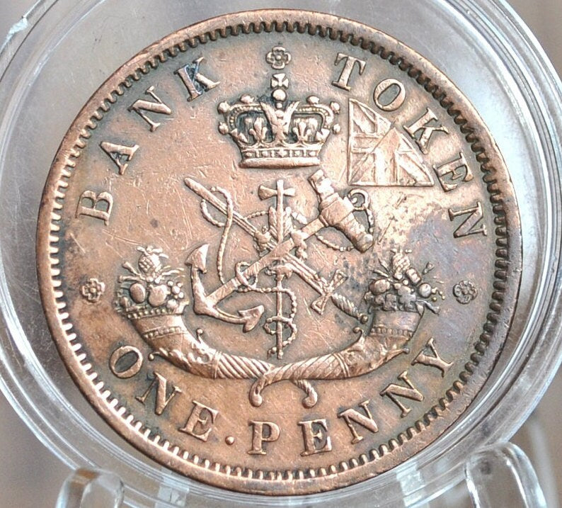 1857 Bank of Upper Canada One Penny - 1 Penny Bank Token - Great Detail - 1857 Bank Token One Penny - 1857 Canadian Large Cent
