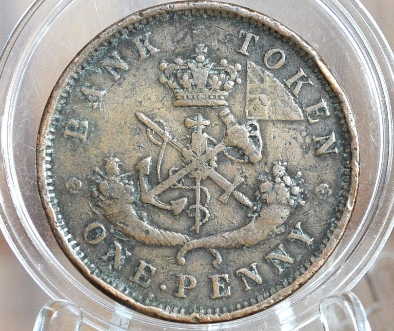 1857 Bank of Upper Canada One Penny - 1 Penny Bank Token - Great Detail - 1857 Bank Token One Penny - 1857 Canadian Large Cent