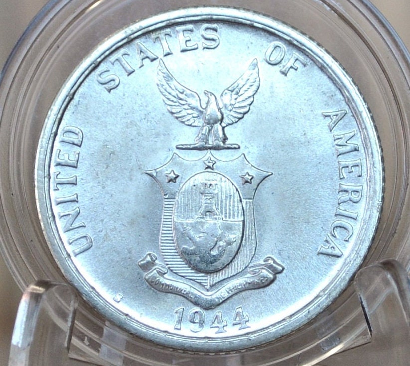 1944-S Silver Philippines 50 Centavos - 1944 S Silver Fifty Centavos - Wartime - San Francisco Mint, Filipinas Fifty Centavos 1944