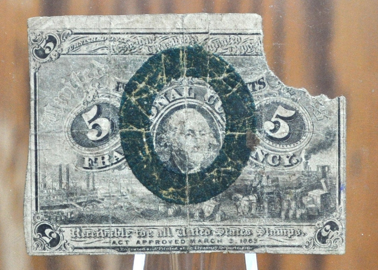 2nd Issue 5 Cent Fractional Note Fr#1232 - No Surcharge on reverse - Second Issue Fractional Note Five Cent, Great affordable note!