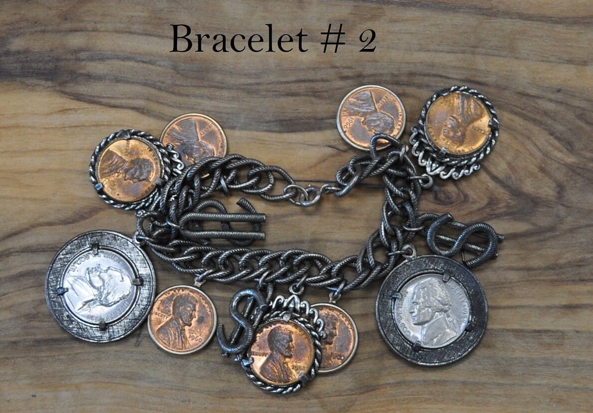 Vintage Coin Bracelets! Bracelet Coin Charms, Travel Charm Bracelet, Choose by Bracelet! Coin Charm Bracelet, Heritage Charms