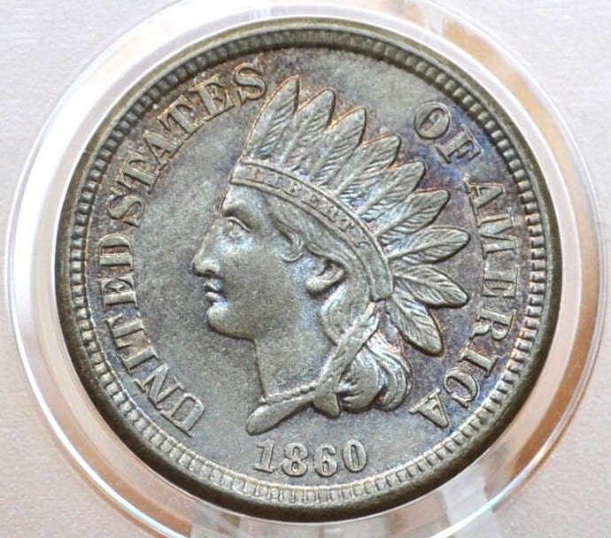 1860 Indian Head Penny - MS64 Choice Uncirculated, Superior Eye Appeal & Color - Round Bust - Prooflike Fields - 1860 Cent Indian Head 1860