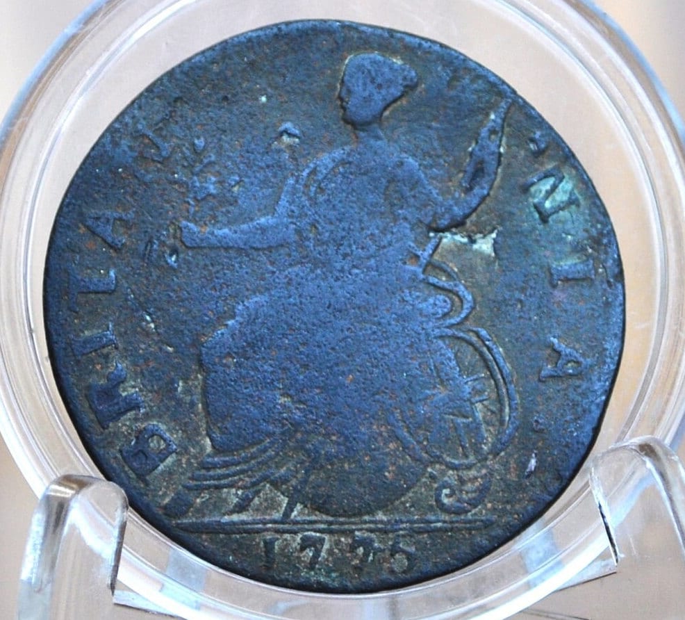 1775 UK Halfpenny - Great Details - 1775 Great Britain 1/2 Penny - Copper Half Penny 1775