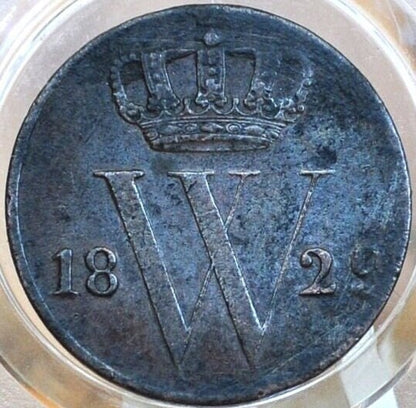 Rarer 1829 Netherlands 1/2 Cent - High Grade, AU Details - Old Netherlands Coin, Super Cool - Early 1800s Coins - European Coins