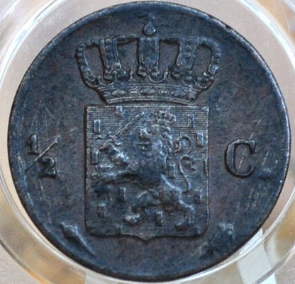 Rarer 1829 Netherlands 1/2 Cent - High Grade, AU Details - Old Netherlands Coin, Super Cool - Early 1800s Coins - European Coins