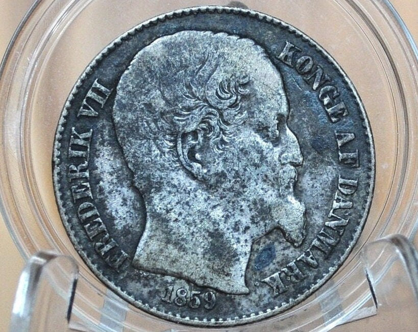 RARE 1859 20 Cents Danish West Indies Silver - Frederick VII - Great Coin for a Collection, Affordable Price, Low Mintage