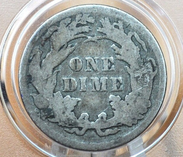 1889 Seated Liberty Dime - F Grade (Fine) - 1889 Silver Dime / 1889 Liberty Seated Dime - US Dime 1889