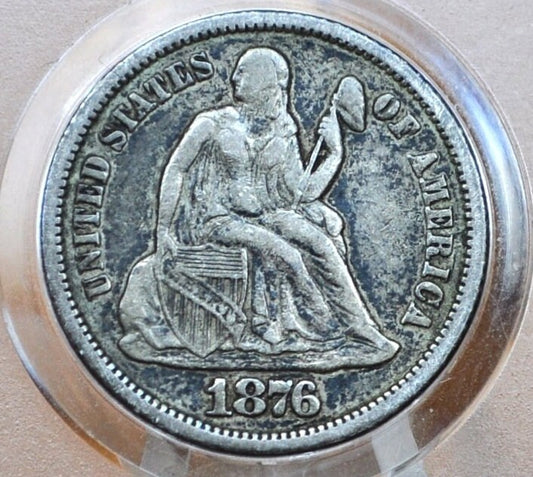 1876-S Seated Liberty Dime - Choice VF (Very Fine+) - 1876S US Silver Dime / 1876 S Liberty Seated Dime, Great Collection Worthy Coin