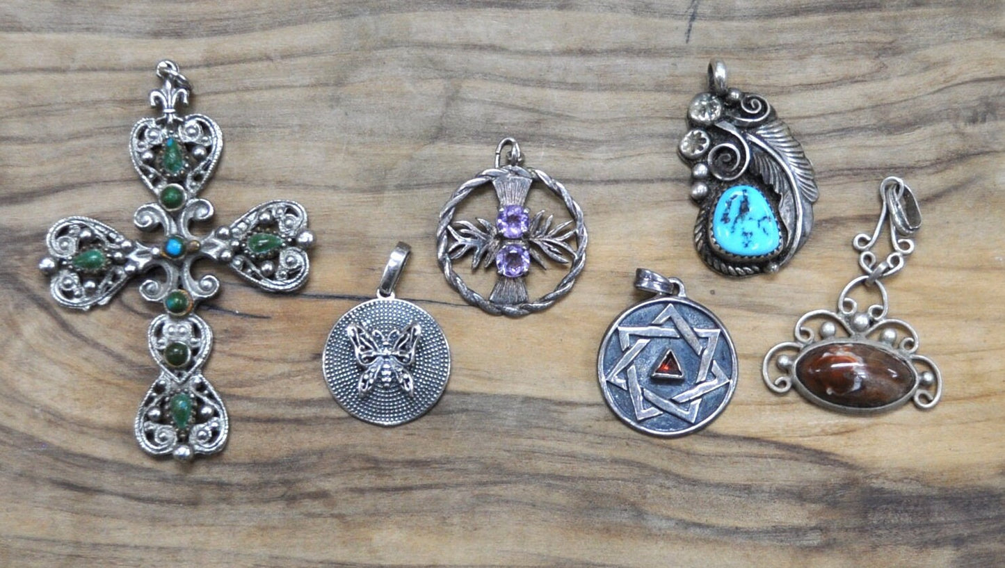 Vintage Sterling Silver Necklace Pendants! Choose by Pendant! Animal, Mythical, Religious, and so many more! Silver Pendants!