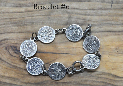 Vintage Coin Bracelets! Bracelet Coin Charms, Travel Charm Bracelet, Choose by Bracelet! Coin Charm Bracelet, Heritage Charms