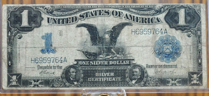 1899 1 Dollar Silver Cert. Black Eagle Fr#234 - F (Fine) Grade / Condition - Rare Note Type / Horseblanket Note - 1899 Silver Certificate