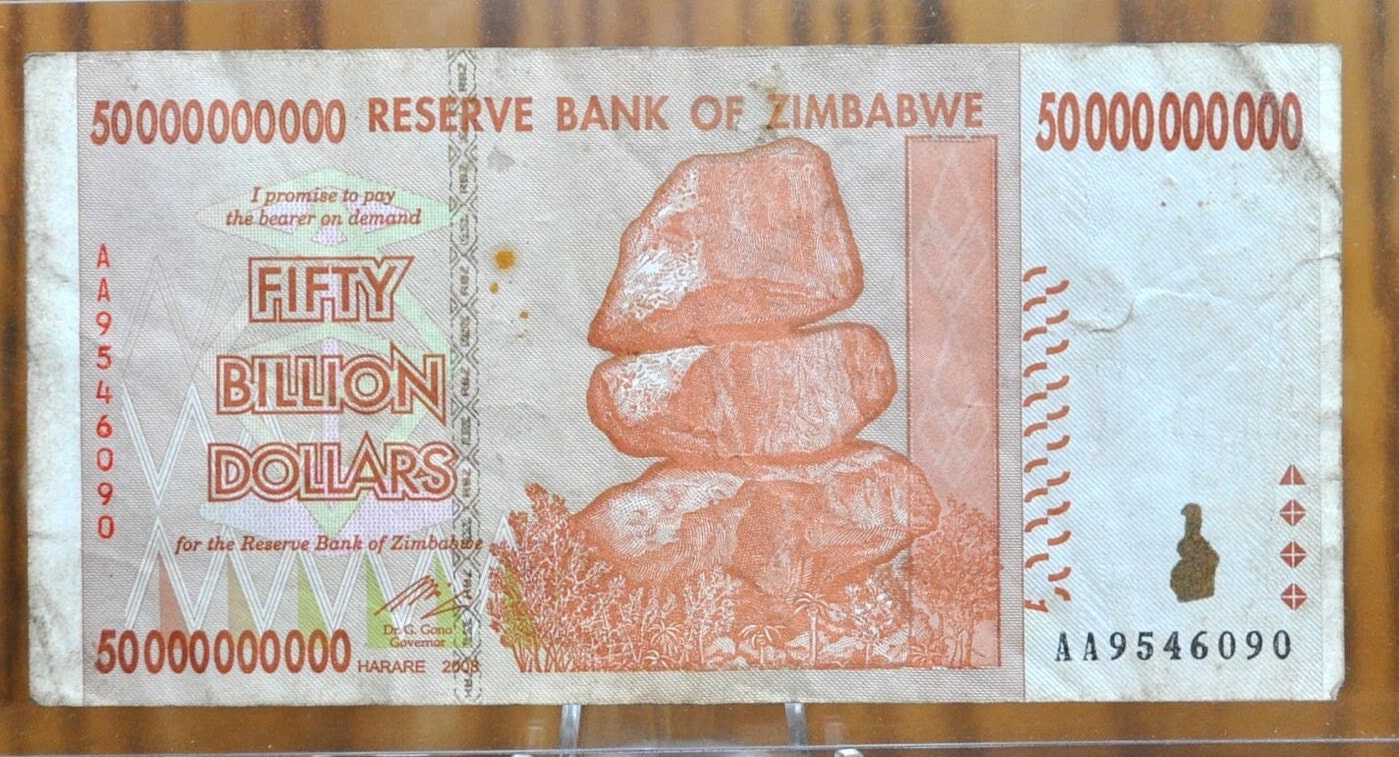 2008 Zimbabwe 50 Billion Dollar Banknote - Special Agro-Cheque, Hyperinflation Note - 2008 Zimbabwe Fifty Billion Dollar Note - P#87