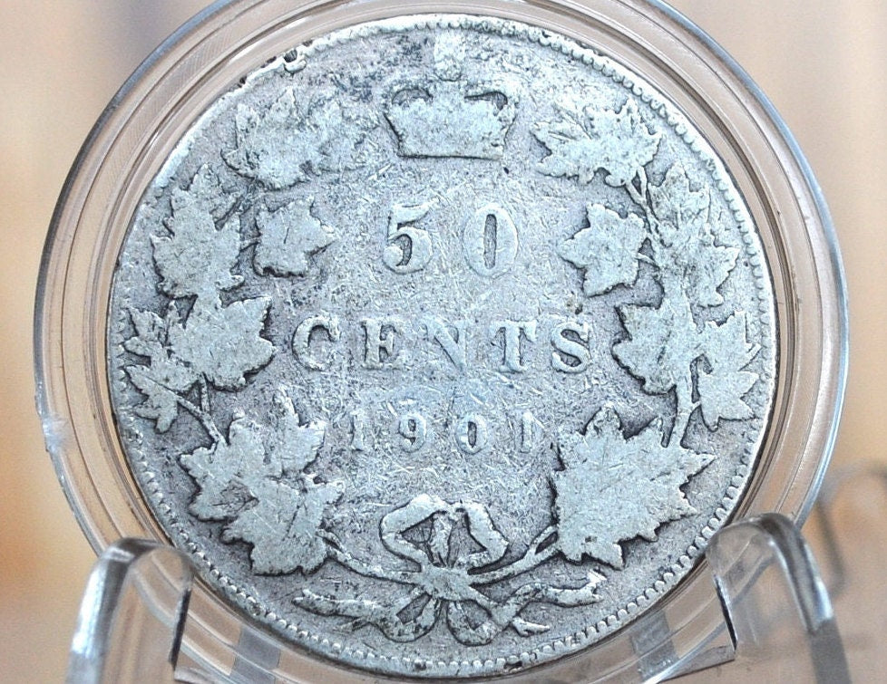 1872 Newfoundland 50 Cent Coin - G/VG Grade / Condition - Low Mintage, Only 48,000 Made - Fifty Cents Newfoundland 1872 - Queen Victoria