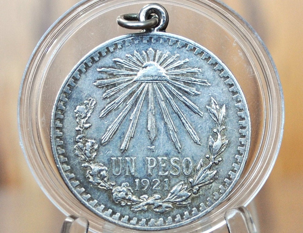 1921 M 1 Peso Mexico Silver - XF (Extremely Fine) Grade/Condition - Altered to a Medallion - Silver, Great Coin!