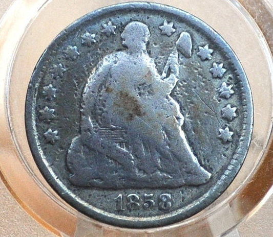 1858 Half Dime - Very Good - 1858 Seated Liberty Half Dime - Early American Coin - 1858 Silver Half Dime Liberty Seated 1858