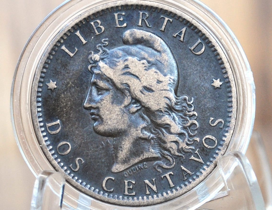 1891 Republic of Argentina Libertas Dos Centavos