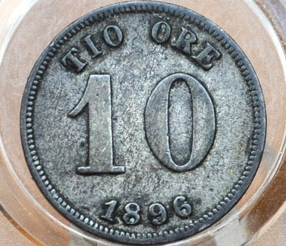 1896 Swedish 10 Ore Coin - VF - 1896 Sweden Ten Ore, Great for Birthdays, Jewelry, Collections