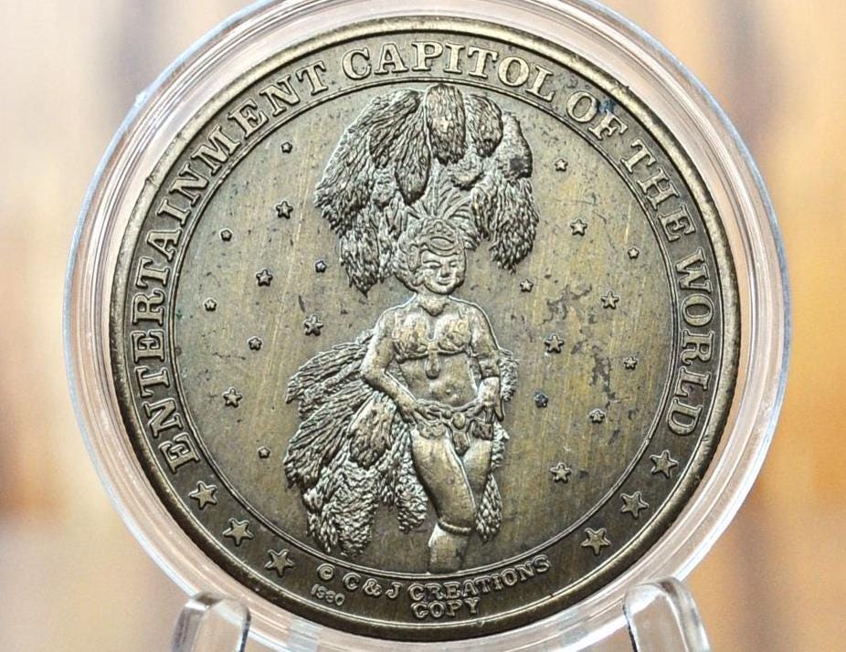 C & J Creations Las Vegas Dollar - Entertainment Capitol of the World Las Vegas, Nevada - Vintage Coin - Collectible Vegas Coin -