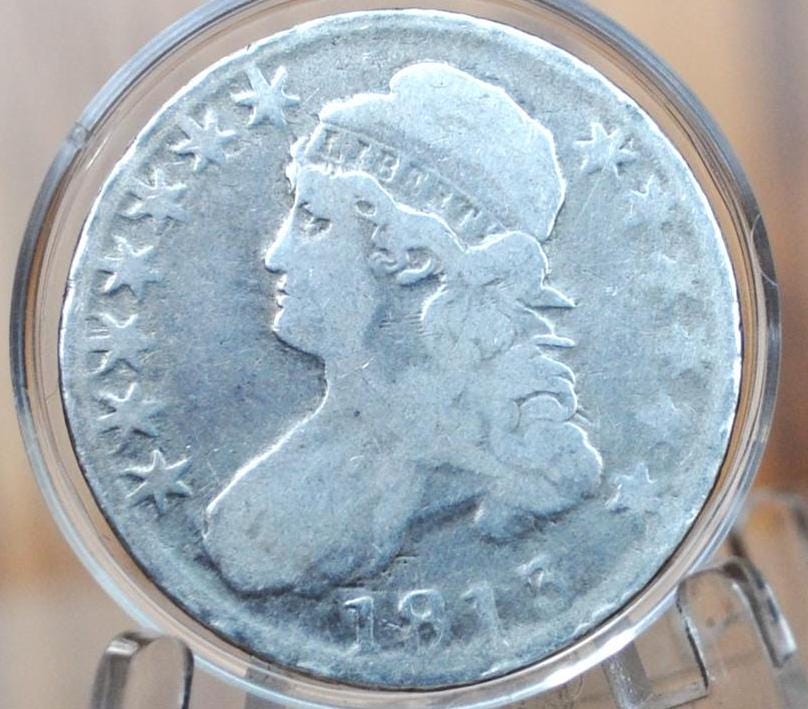 1813 Capped Bust Half Dollar - G/VG, Cleaned; Great Date - 1813 Half Dollar US Half Dollar 1813, Rare Early Half, Low Mintage