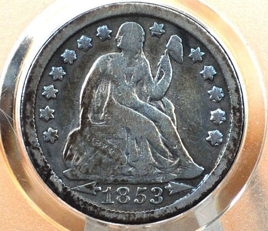 1853 Seated Liberty Dime - (F) Fine - 1853 Silver Dime / 1853 Liberty Seated Dime 1853 With Arrows