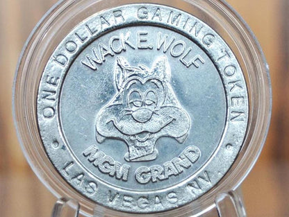 Vintage 1993 Limited MGM Grand One Dollar Gaming Token - Wack E. Wolf Reverse - Casino Token - Iconic Casinos -