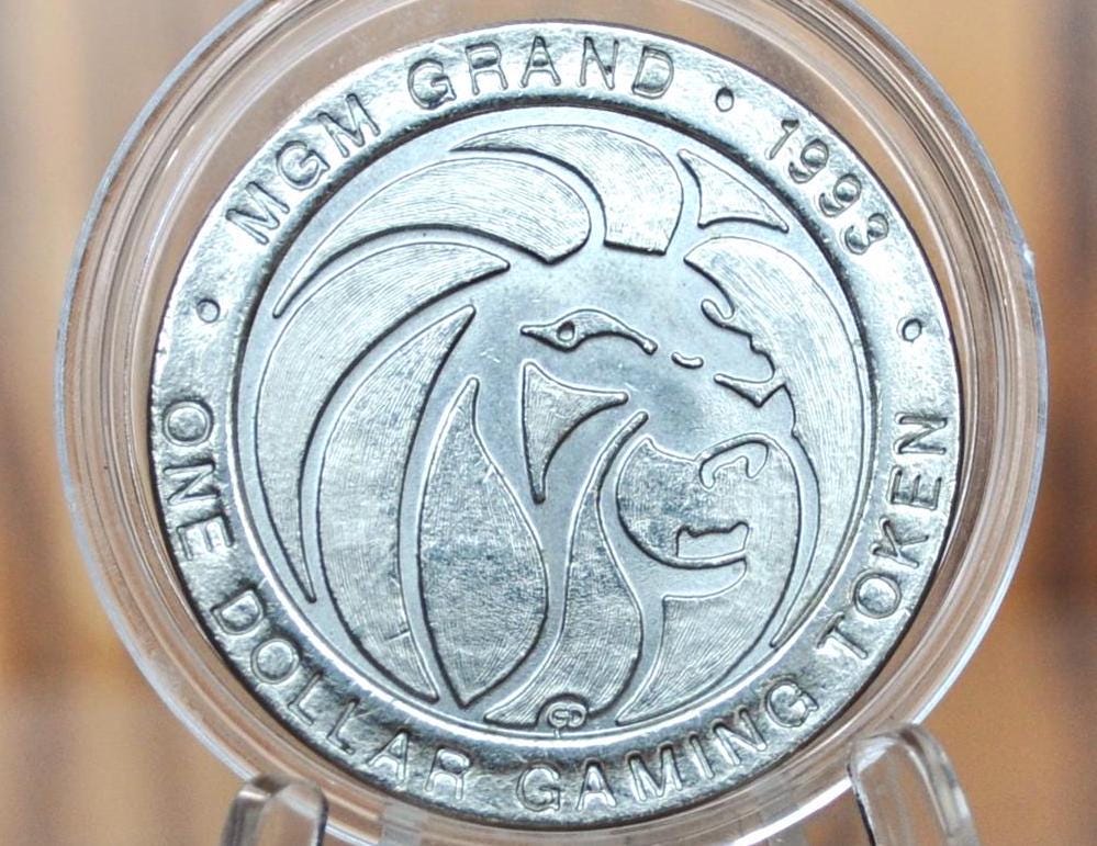 Vintage 1993 Limited MGM Grand One Dollar Gaming Token - Wack E. Wolf Reverse - Casino Token - Iconic Casinos -