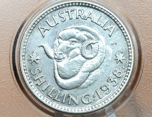 1938 Australia 1 Shilling Silver - George VI - Silver Australian Coin