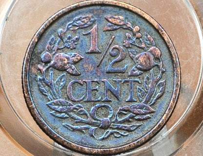 1878 Netherlands East Indies 1/2 Cent Coin - Choice AU Grade / Condition - Nerderlands 1 Penny 1878