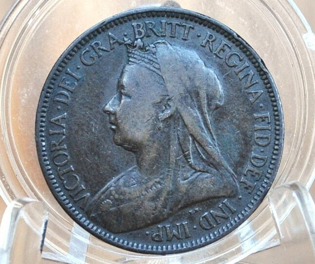 1896 Great Britain Half Penny - VF Grade/Condition - UK Halfpenny 1896 England 1/2 Cent - Queen Victoria - Bronze, Great Detail