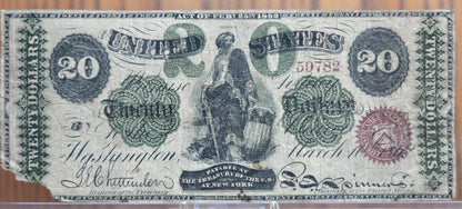 Extremely Rare 1862 20 Dollar Demand Note - Contemporary Counterfeit - 1862 Twenty Dollars Rare Counterfeit Note, Civil War Era - Fr.124b