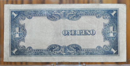 1942 Philippines Japanese Government 1 Peso Note- WWII Occupied Philippines, Block Numbers Only- 1942 Philippines One Peso Bank Note, P#109a