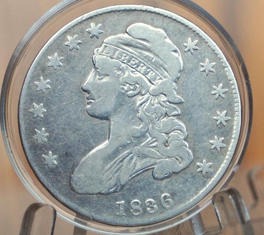 1836 Capped Bust Half Dollar - F+ (Fine Plus); Great Detail - 1836 Half Dollar US Half Dollar 1836 Early American Coin