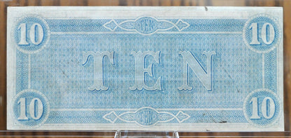 1864 Confederate States of America Ten Dollar Bill - Civil War Issue Banknote - Confederate 10 Dollar Bill - Richmond VA, T-68 / CS-68