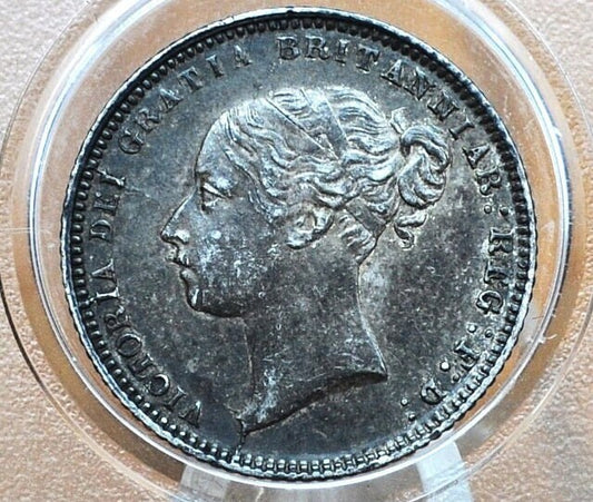 1875 Sixpence Great Britain, Die 18 - Choice AU - Die Crack on Bust - UK 6 Pence 1871 Sterling Silver Six Pence 1871, Unique Coin, Beautiful