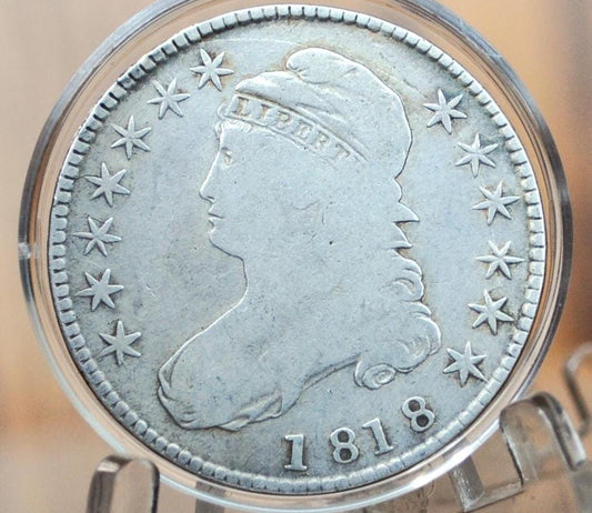 1818 Capped Bust Half Dollar - VG++; Great Detail - 1818 Half Dollar US Half Dollar 1818 Early American Coin, Better Date! Low Mintage